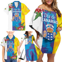 Canary Islands Dia de Canarias Family Matching Off Shoulder Short Dress and Hawaiian Shirt 42th Anniversary