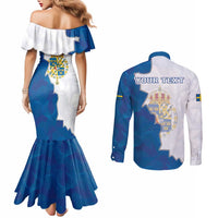 Personalized Kingdom of Sweden Coat of arms Couples Matching Mermaid Dress and Long Sleeve Button Shirt