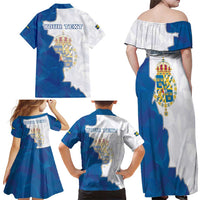 Personalized Kingdom of Sweden Coat of arms Family Matching Off Shoulder Maxi Dress and Hawaiian Shirt