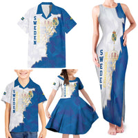 Personalized Kingdom of Sweden Coat of arms Family Matching Tank Maxi Dress and Hawaiian Shirt