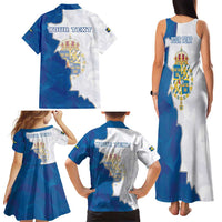 Personalized Kingdom of Sweden Coat of arms Family Matching Tank Maxi Dress and Hawaiian Shirt