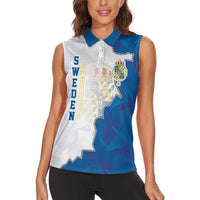 Personalized Kingdom of Sweden Coat of arms Women Sleeveless Polo Shirt
