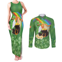 Celtic Harp Shamrock Republic of Ireland Couples Matching Tank Maxi Dress and Long Sleeve Button Shirt
