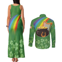 Celtic Harp Shamrock Republic of Ireland Couples Matching Tank Maxi Dress and Long Sleeve Button Shirt
