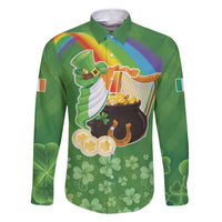 Celtic Harp Shamrock Republic of Ireland Family Matching Long Sleeve Bodycon Dress and Hawaiian Shirt