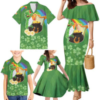 Celtic Harp Shamrock Republic of Ireland Family Matching Mermaid Dress and Hawaiian Shirt