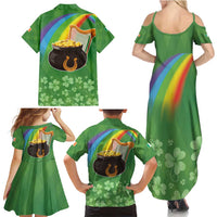 Celtic Harp Shamrock Republic of Ireland Family Matching Summer Maxi Dress and Hawaiian Shirt