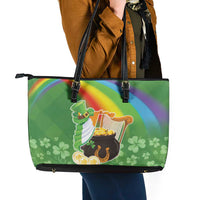 Celtic Harp Shamrock Republic of Ireland Leather Tote Bag