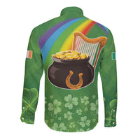 Celtic Harp Shamrock Republic of Ireland Long Sleeve Button Shirt