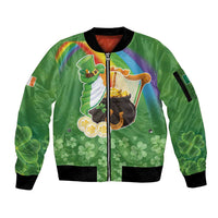 Celtic Harp Shamrock Republic of Ireland Sleeve Zip Bomber Jacket