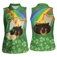 Celtic Harp Shamrock Republic of Ireland Women Sleeveless Polo Shirt