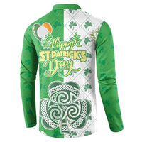 Ireland 17th March Saint Patrick's Day Button Sweatshirt Irish Leprechaun with Shamrock