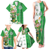 Ireland 17th March Saint Patrick's Day Family Matching Tank Maxi Dress and Hawaiian Shirt Irish Leprechaun with Shamrock