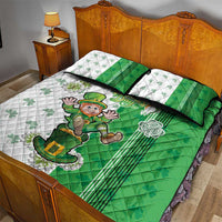 Ireland 17th March Saint Patrick's Day Quilt Bed Set Irish Leprechaun with Shamrock
