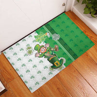 Ireland 17th March Saint Patrick's Day Rubber Doormat Irish Leprechaun with Shamrock