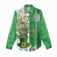 Ireland 17th March Saint Patrick's Day Women Casual Shirt Irish Leprechaun with Shamrock