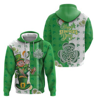 Ireland 17th March Saint Patrick's Day Zip Hoodie Irish Leprechaun with Shamrock