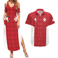 Custom Malta Football Jersey Go Champions Couples Matching Summer Maxi Dress and Hawaiian Shirt Red Style
