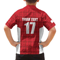 Custom Malta Football Jersey Go Champions Family Matching Off The Shoulder Long Sleeve Dress and Hawaiian Shirt Red Style