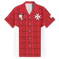 Custom Malta Football Jersey Go Champions Family Matching Off The Shoulder Long Sleeve Dress and Hawaiian Shirt Red Style