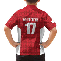 Custom Malta Football Jersey Go Champions Family Matching Off Shoulder Short Dress and Hawaiian Shirt Red Style