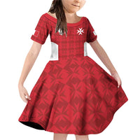 Custom Malta Football Jersey Go Champions Family Matching Off Shoulder Short Dress and Hawaiian Shirt Red Style