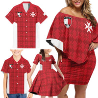 Custom Malta Football Jersey Go Champions Family Matching Off Shoulder Short Dress and Hawaiian Shirt Red Style