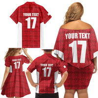 Custom Malta Football Jersey Go Champions Family Matching Off Shoulder Short Dress and Hawaiian Shirt Red Style
