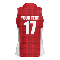 Custom Malta Football Jersey Go Champions Women Sleeveless Polo Shirt Red Style