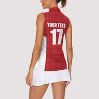 Custom Malta Football Jersey Go Champions Women Sleeveless Polo Shirt Red Style