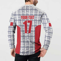 Custom Malta Football Jersey Go Champions Button Sweatshirt White Style