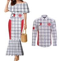 Custom Malta Football Jersey Go Champions Couples Matching Mermaid Dress and Long Sleeve Button Shirt White Style