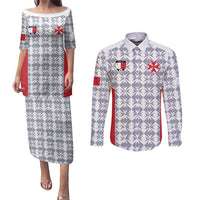 Custom Malta Football Jersey Go Champions Couples Matching Puletasi and Long Sleeve Button Shirt White Style