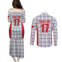 Custom Malta Football Jersey Go Champions Couples Matching Puletasi and Long Sleeve Button Shirt White Style