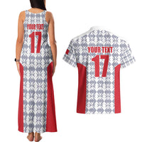 Custom Malta Football Jersey Go Champions Couples Matching Tank Maxi Dress and Hawaiian Shirt White Style
