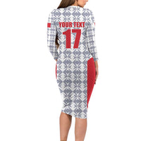 Custom Malta Football Jersey Go Champions Family Matching Long Sleeve Bodycon Dress and Hawaiian Shirt White Style