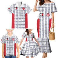 Custom Malta Football Jersey Go Champions Family Matching Mermaid Dress and Hawaiian Shirt White Style