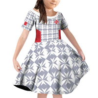 Custom Malta Football Jersey Go Champions Family Matching Off Shoulder Short Dress and Hawaiian Shirt White Style