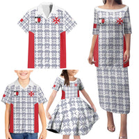 Custom Malta Football Jersey Go Champions Family Matching Puletasi and Hawaiian Shirt White Style