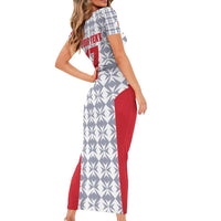 Custom Malta Football Jersey Go Champions Family Matching Short Sleeve Bodycon Dress and Hawaiian Shirt White Style