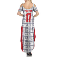 Custom Malta Football Jersey Go Champions Family Matching Summer Maxi Dress and Hawaiian Shirt White Style