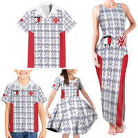 Custom Malta Football Jersey Go Champions Family Matching Tank Maxi Dress and Hawaiian Shirt White Style