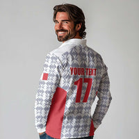 Custom Malta Football Jersey Go Champions Long Sleeve Polo Shirt White Style