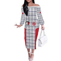 Custom Malta Football Jersey Go Champions Off The Shoulder Long Sleeve Dress White Style