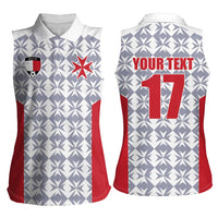Custom Malta Football Jersey Go Champions Women Sleeveless Polo Shirt White Style