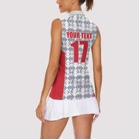 Custom Malta Football Jersey Go Champions Women Sleeveless Polo Shirt White Style