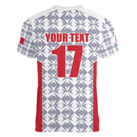 Custom Malta Football Jersey Go Champions Women V-Neck T-Shirt White Style