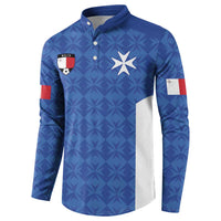 Custom Malta Football Jersey Go Champions Button Sweatshirt Blue Style