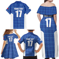 Custom Malta Football Jersey Go Champions Family Matching Off Shoulder Maxi Dress and Hawaiian Shirt Blue Style