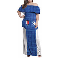 Custom Malta Football Jersey Go Champions Family Matching Off Shoulder Maxi Dress and Hawaiian Shirt Blue Style